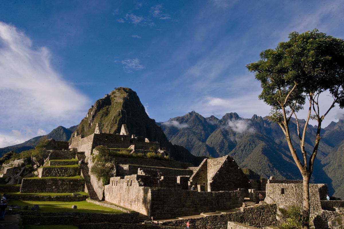 Machu Picchu citadel with Huayna Picchu peak in the background